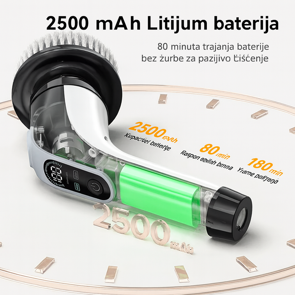 Električna četka za čišćenje 9 u 1 nastavaka sa snažnim motorom (600 obrtaja/min), produživa ručka + 2 brzine