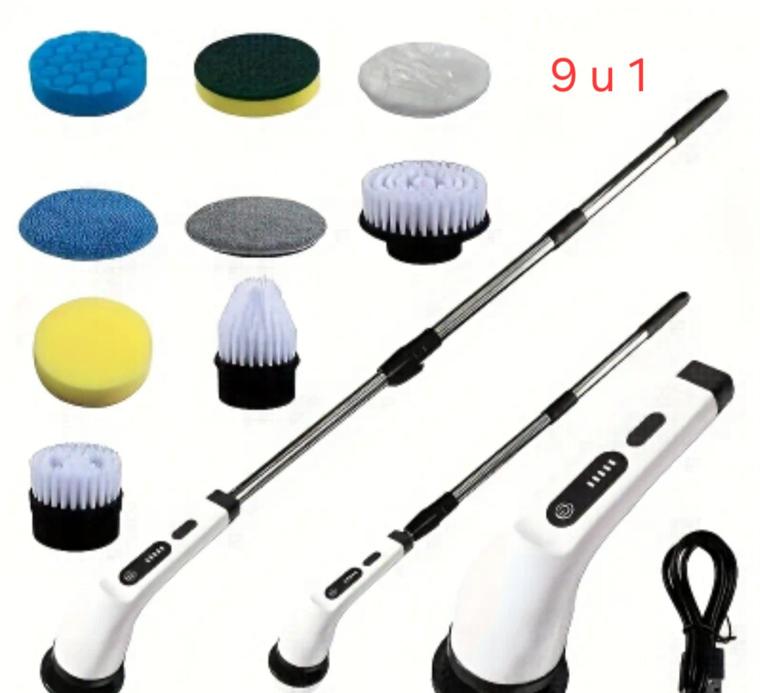 Električna četka za čišćenje 7 ili 9 nastavaka sa snažnim motorom (600 obrtaja/min), produživa ručka + 2 brzine