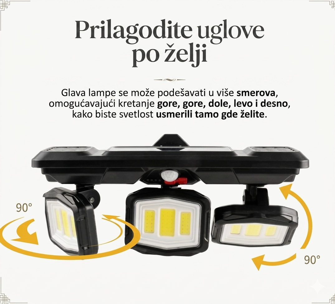 Solarna LED Lampa sa Senzorom Pokreta i podesivim uglovima