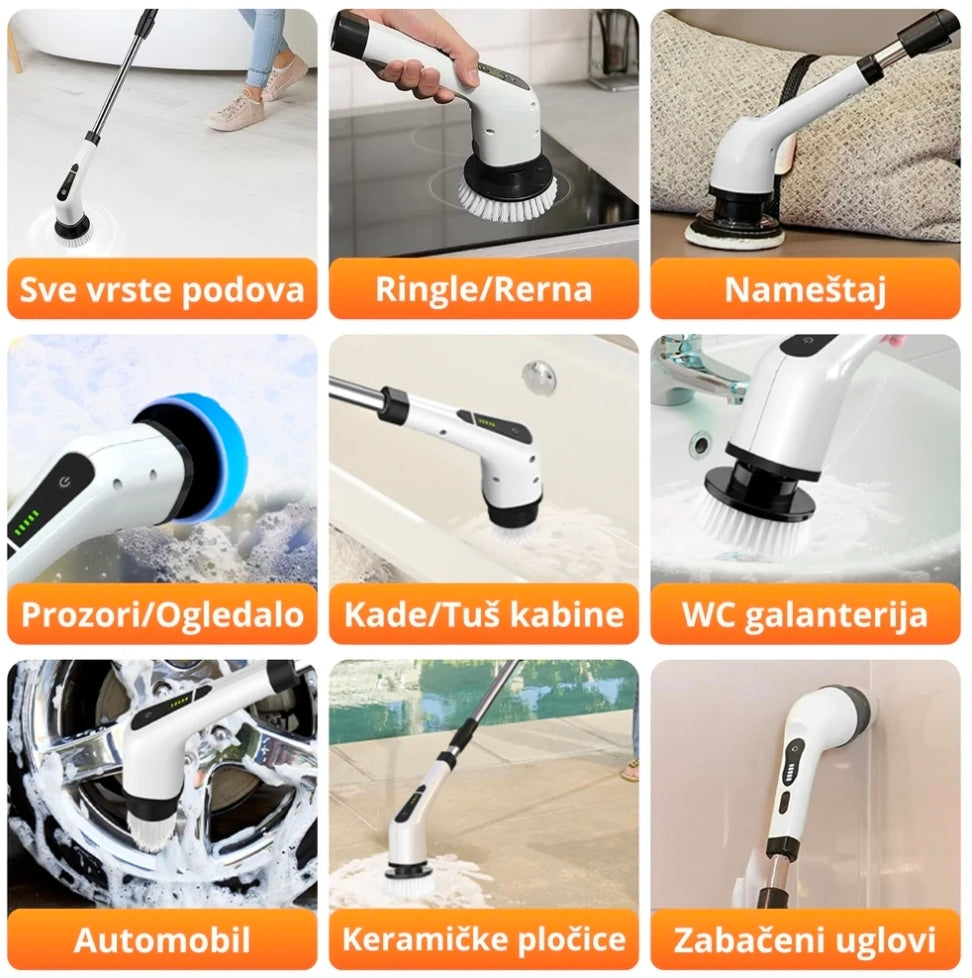 Električna četka 7 ili 9 u 1 za dubinsko čišćenje (jak motor 600 obrtaja u min)
