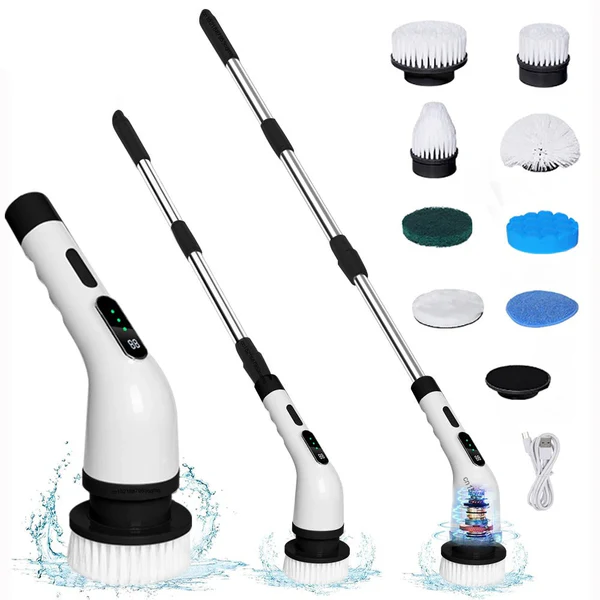 Električna četka za čišćenje 9 u 1  nastavaka sa snažnim motorom (600 obrtaja/min), produživa ručka + 2 brzine